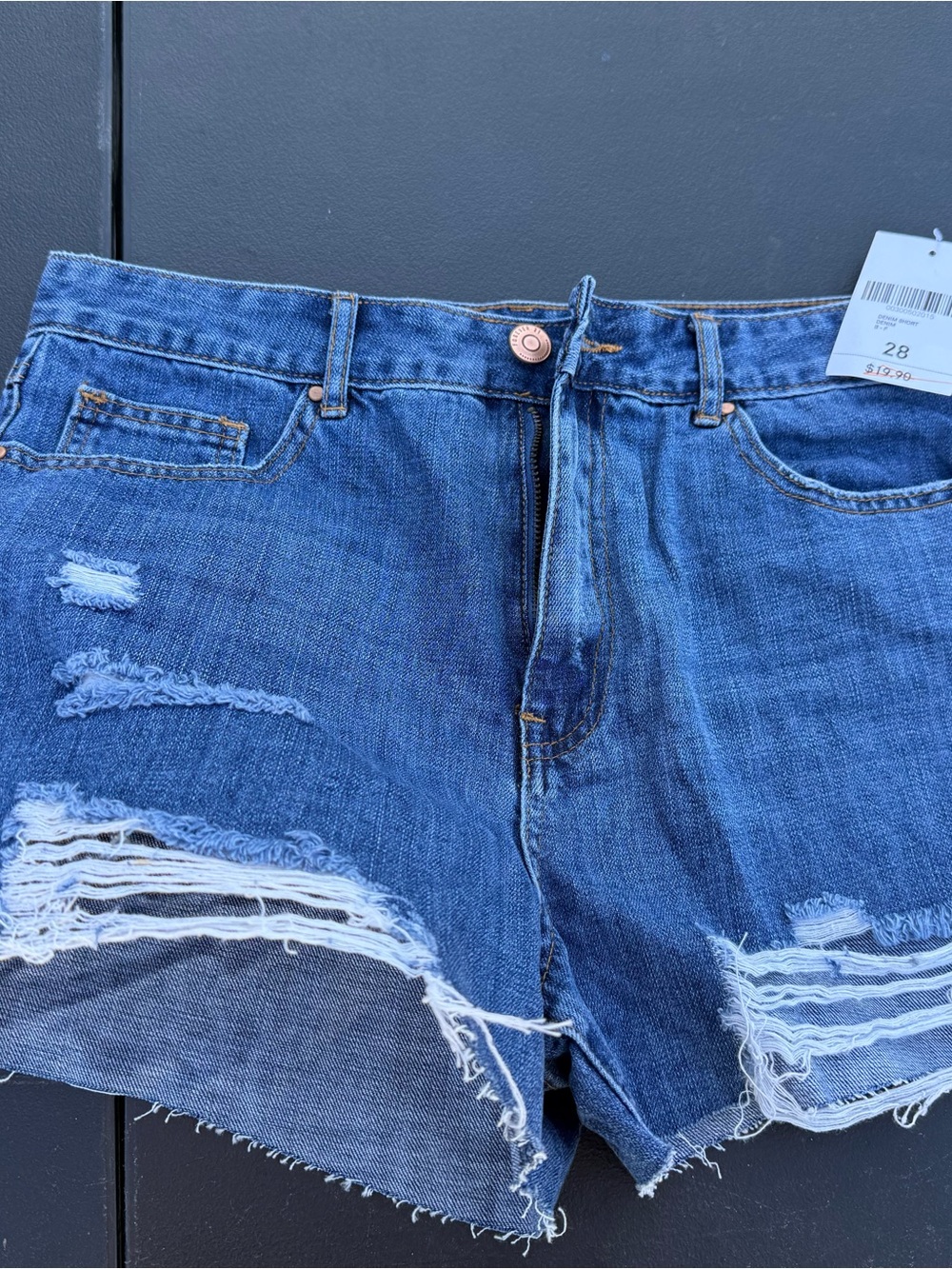 Forever 21 Distressed Blue Denim Jean Shorts